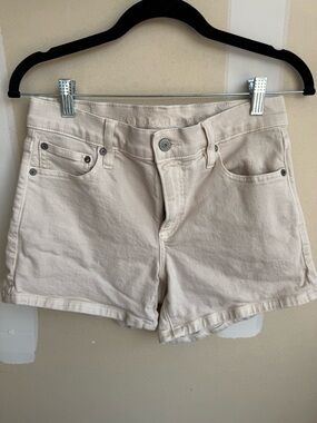 American Eagle Outfitters Cream High-Rise Denim Shorts